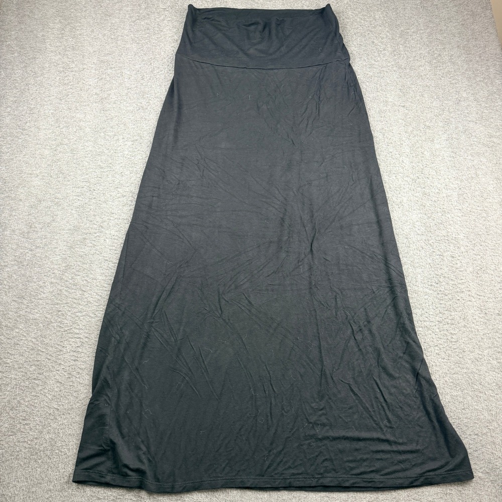Double Take Women's Black Fold Over Waist Maxi Skirt Size Large Made in USA